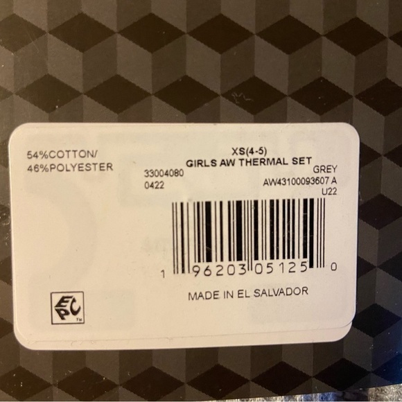 GIRLS Size XS 4-5 Grey Two Piece Thermal Underwear Set - Picture 5 of 5